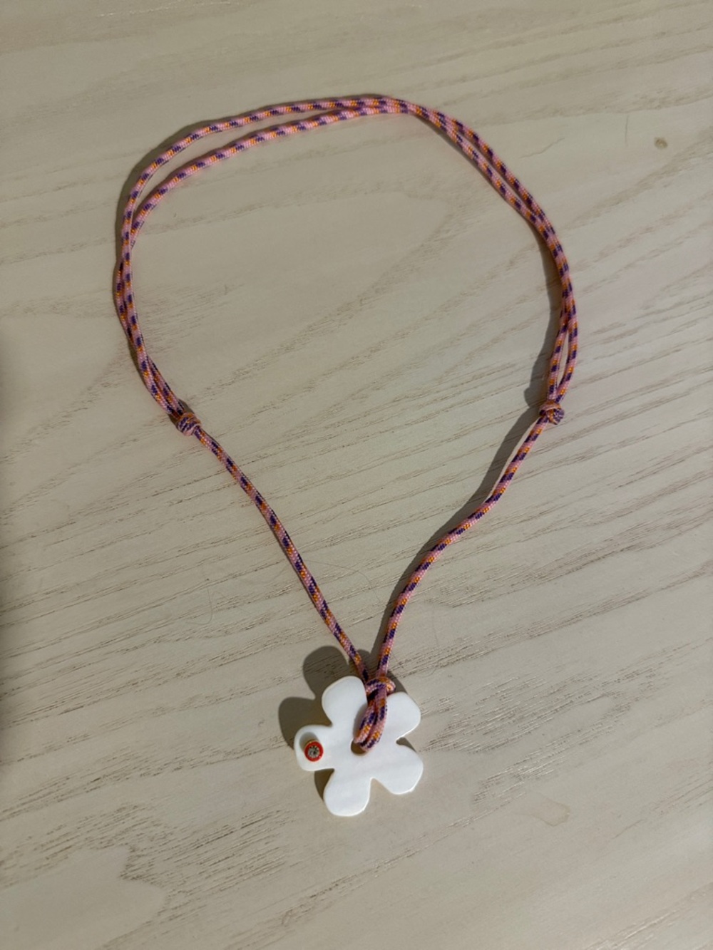 Mignonne Gavigan Adjustable Flower Pendant Necklace in White Purple Orange Pink